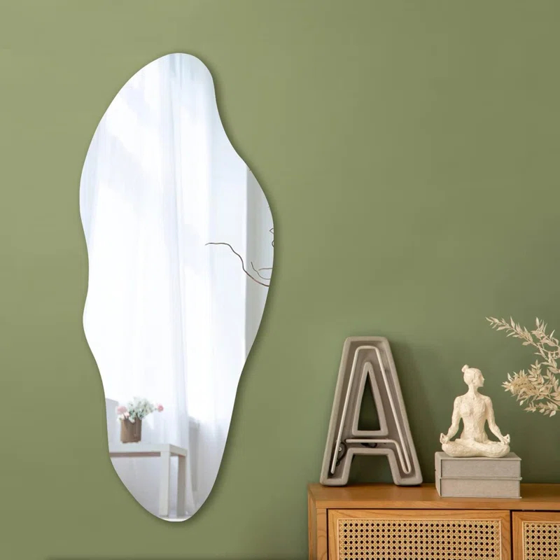 Ivy Bronx Irregular Wall Mirror, Asymmetrical Wall Mounted Mirror 19.6 X 47 Inch, Large Decorative Shaped Mirror For Living Room, Bedroom, Entryway, Lake Shape