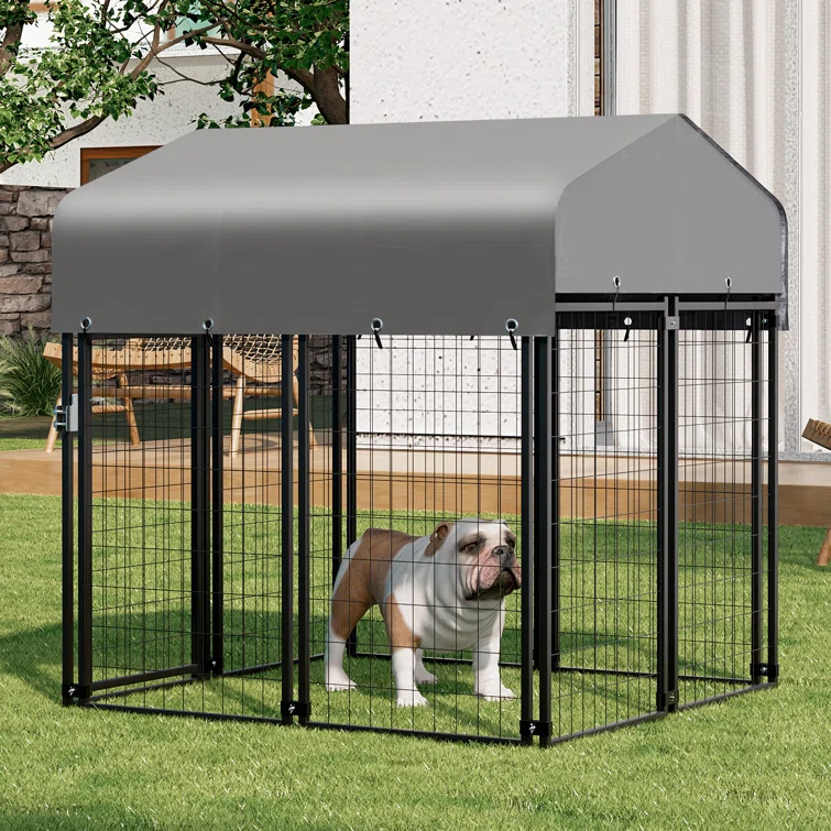 MoNiBloom 4ft x 4.25ft x 4.5ft Outdoor Dog Kennel with UV Protection Waterproof Cover, Dog Playpen Enclosure