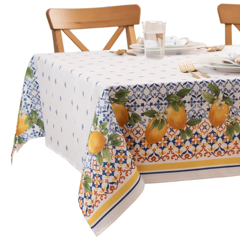 Lark Manor™ Ariatna Capri Lemon Double Border Tablecloth