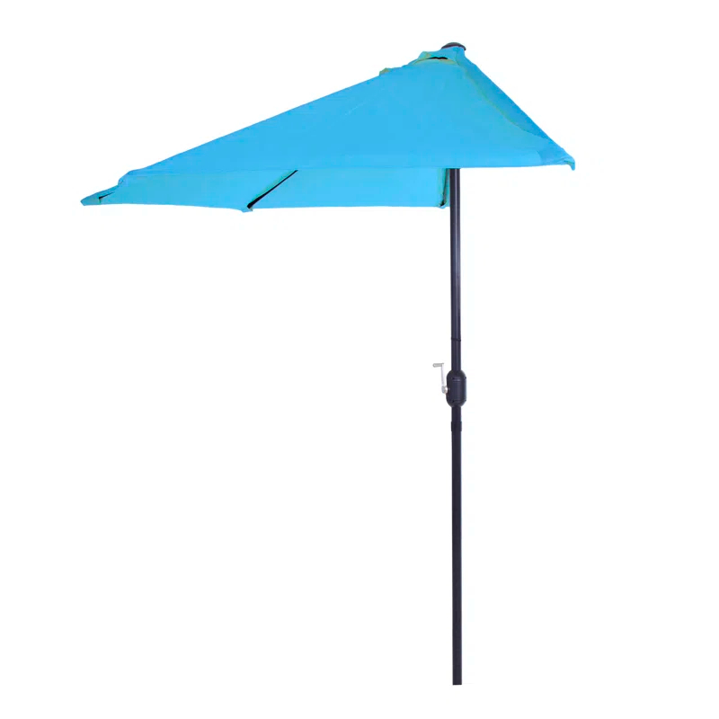 Pure Garden Summertime Umbrellas 3 Half Umbrella Outdoor Patio Shade - 9' Patio Umbrella with Easy Crank - Small Canopy for Balcony, Table, or Deck by Pure Garden