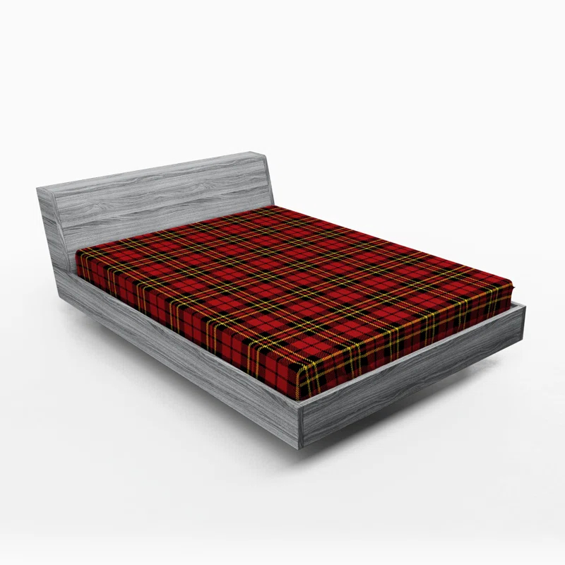 Ambesonne Microfiber Plaid Fitted Sheet
