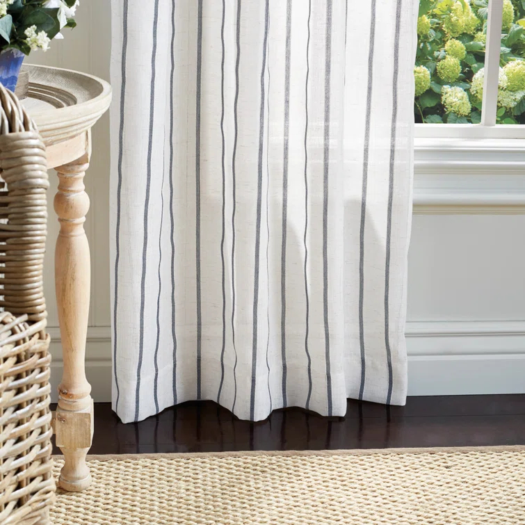 Martha Stewart Laguna Striped Semi-Sheer Tab Top Curtain Panel Pair (Set of 2) (Set of 2)