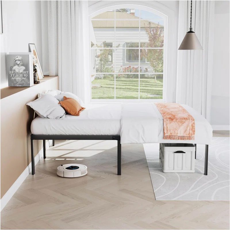Ebern Designs Heavy Duty Metal Bed Frame with Sturdy Steel Slat Support