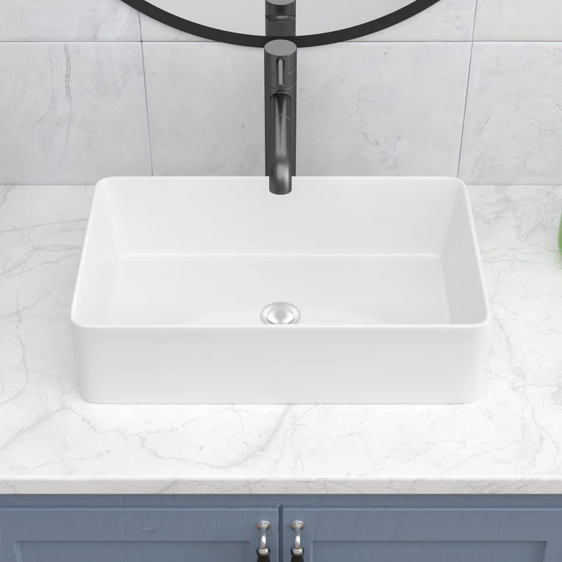 LEPUDAY LPD21VS14MP LEPUDAY 5.5'' White Ceramic Rectangular Bathroom Sink