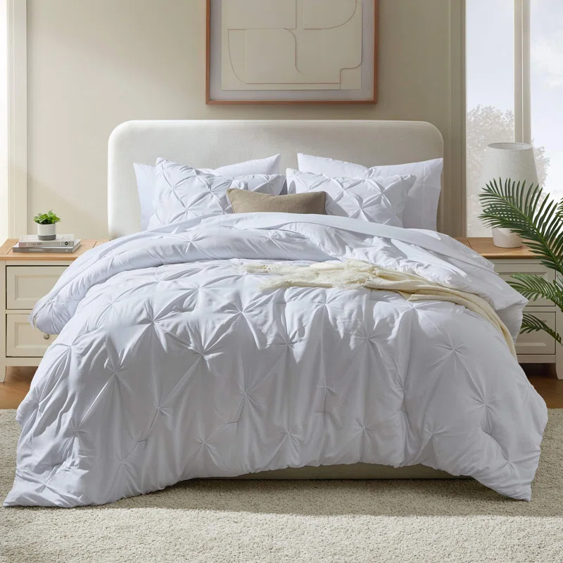Nestl Bed-in-A-Bag Pleated Comforter Set with Bed Sheets