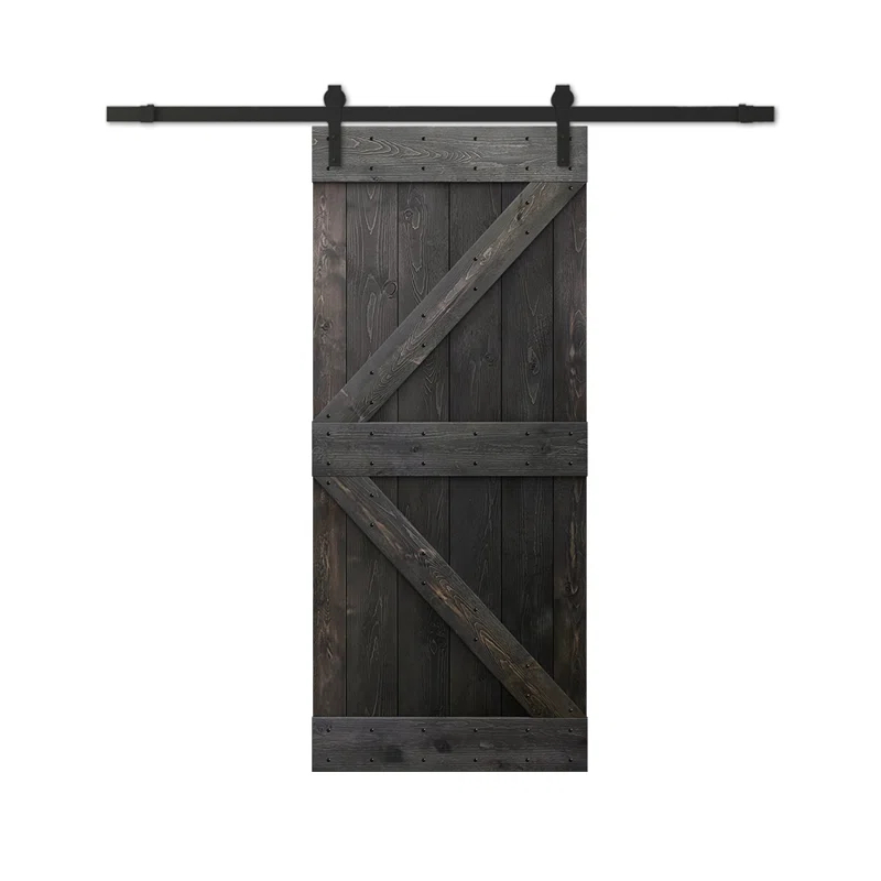 TMS 84'' Solid Wood Paneled Painted with Installation Hardware Kit Barn Door