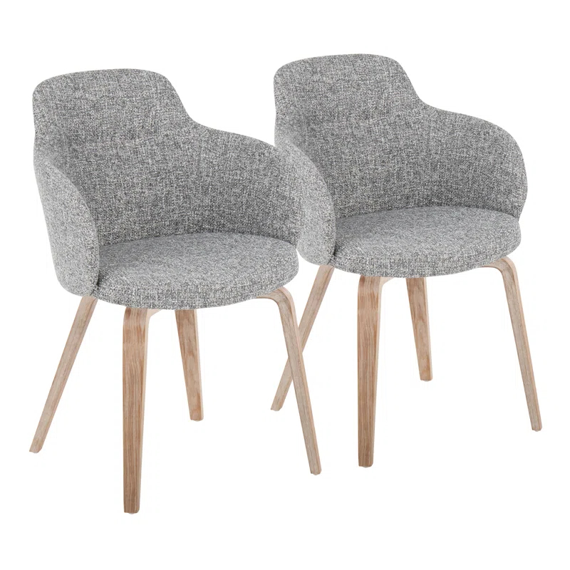 Boyne Contemporary Dining/Accent Chair In Whitewashed Wood And Cream Noise Fabric - Set Of 2 (Set of 2)