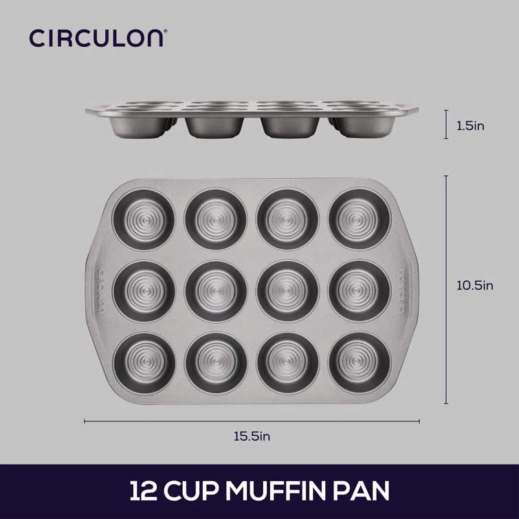 Circulon Bakeware Nonstick Muffin Pan / Cupcake Pan, 12-Cup, Gray & Reviews | Wayfair