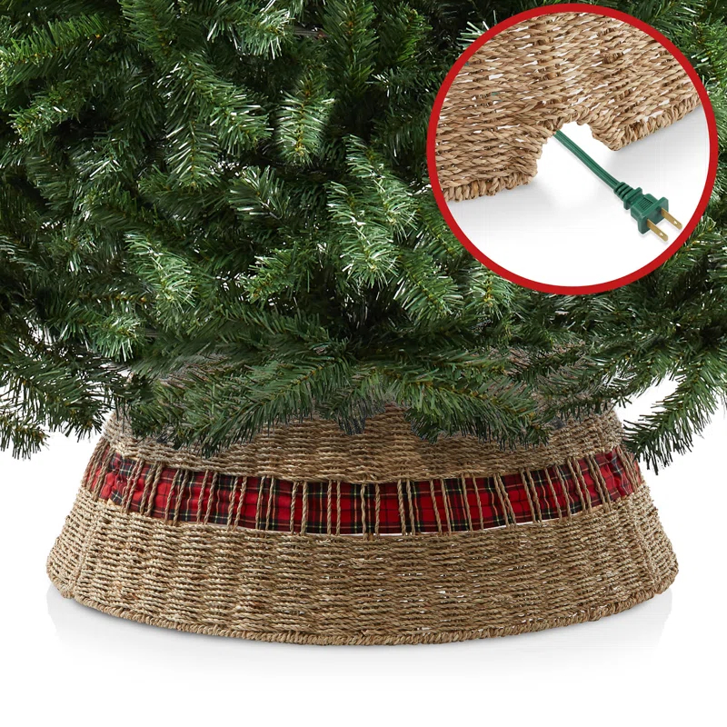 Casafield Woven Christmas Tree Collar with Ribbon and Cord Cutout