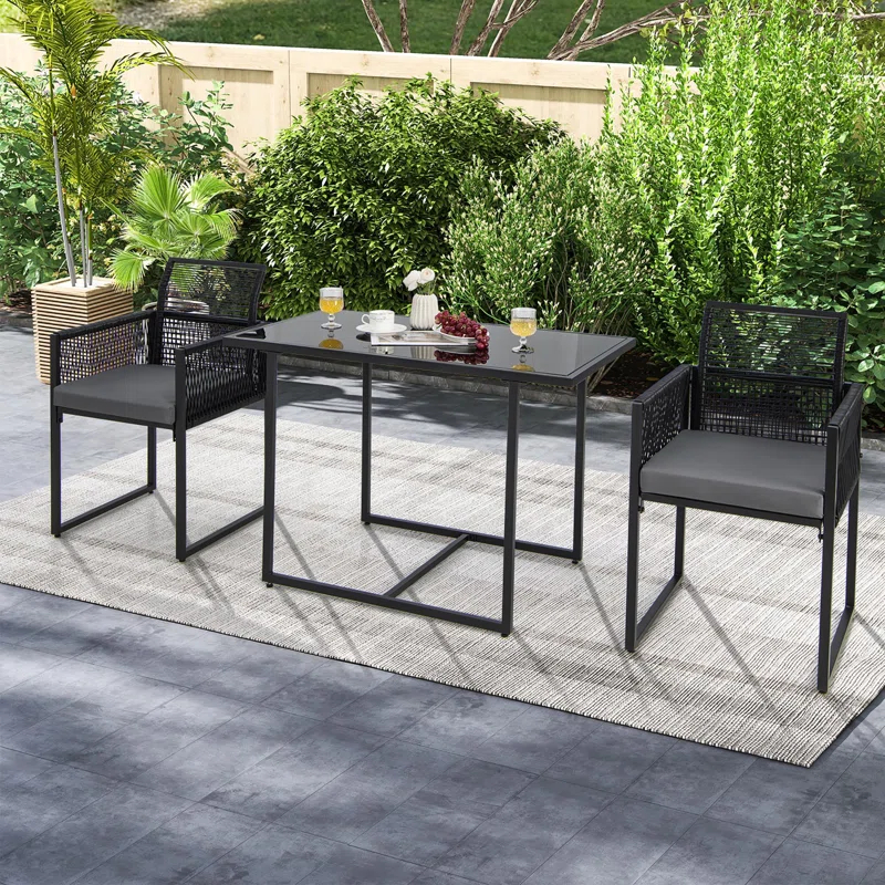 Wrought Studio™ Delyza 2 - Person Patio Conversation Sets with Cushions
