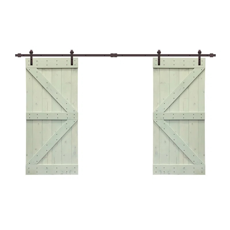 Calhome 84'' Solid Wood Paneled Painted with Installation Hardware Kit Barn Door