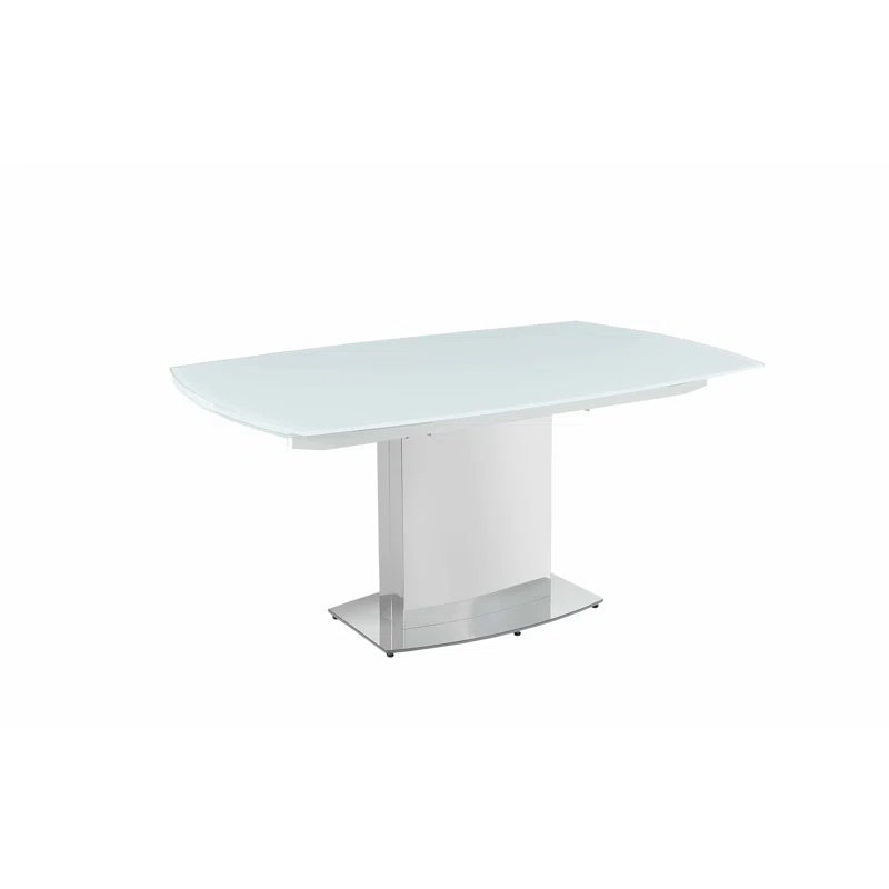 Chintaly Imports Contemporary Extendable White Glass Dining Table
