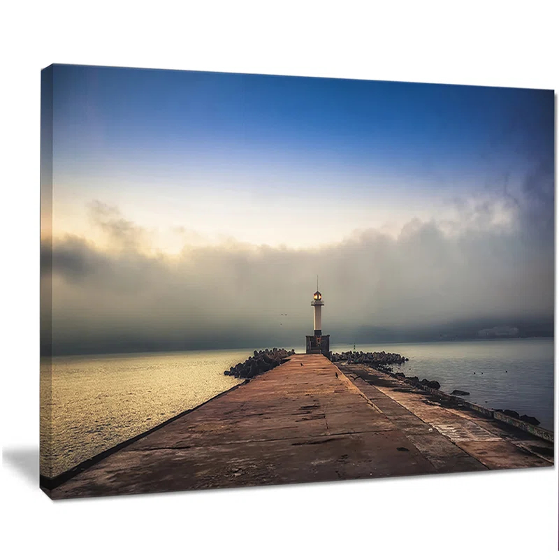 Design Art " Lighthouse On Coast And Cloudy Sky "