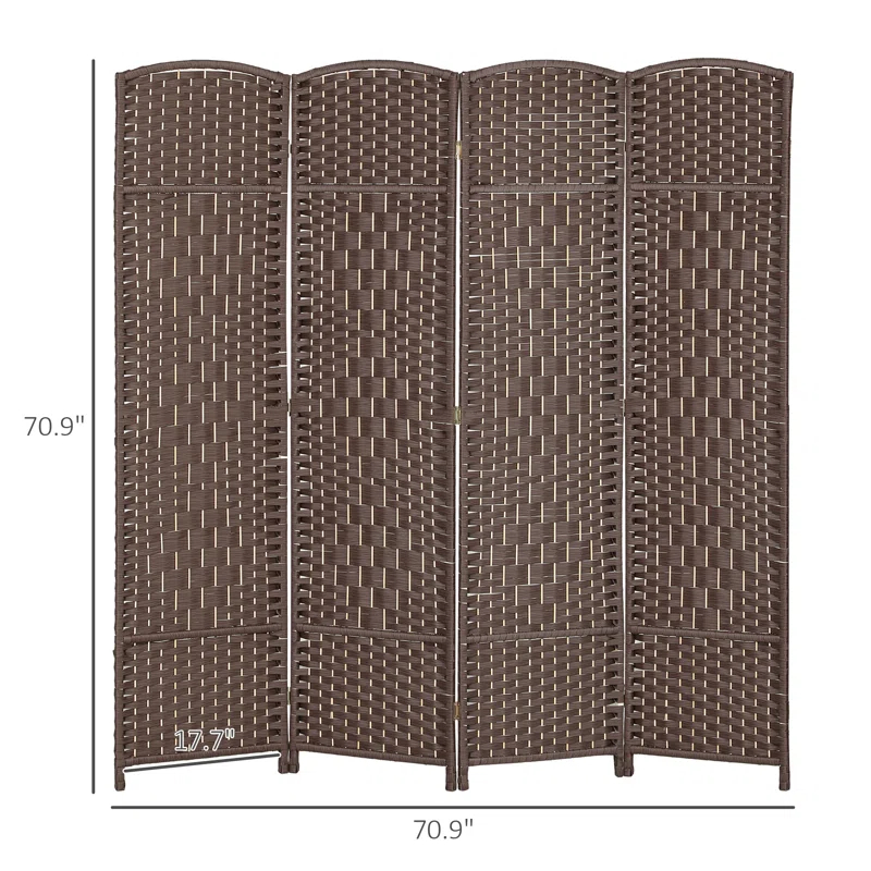 Winston Porter 3 Panel Room Divider, 6' Tall Folding Privacy Screen, Hand-Woven Freestanding Wall Partition For Home Office, Bedroom