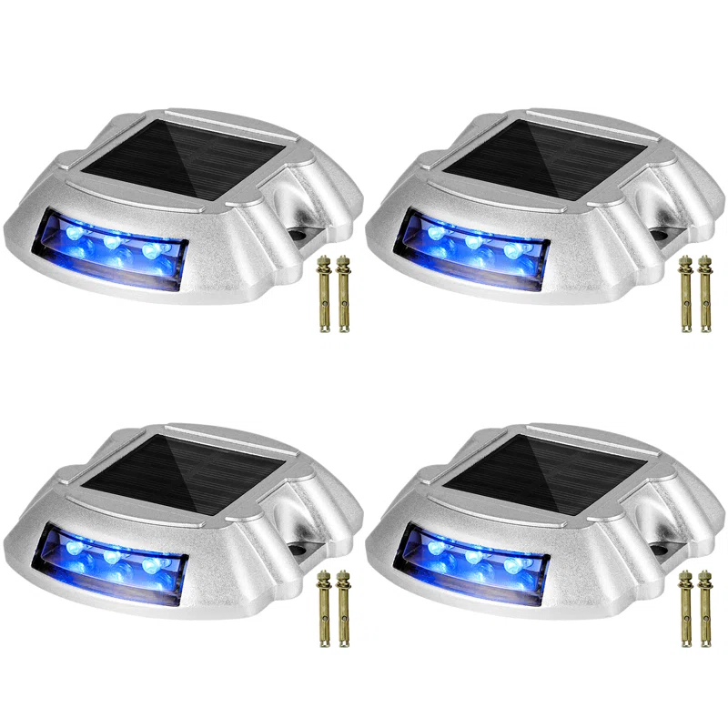Solar Dock Lights Low Voltage Solar Powered Integrated LED Metal Pathway Light Pack (Set of 4)