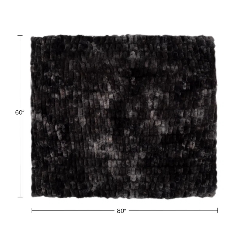 Lavish Home Lavish Home Oversized Ruched Faux Fur Blanket - 60x80-Inch Jacquard Faux Fur Queen-Size Throw for Sofas and Beds - Luxurious Bedding