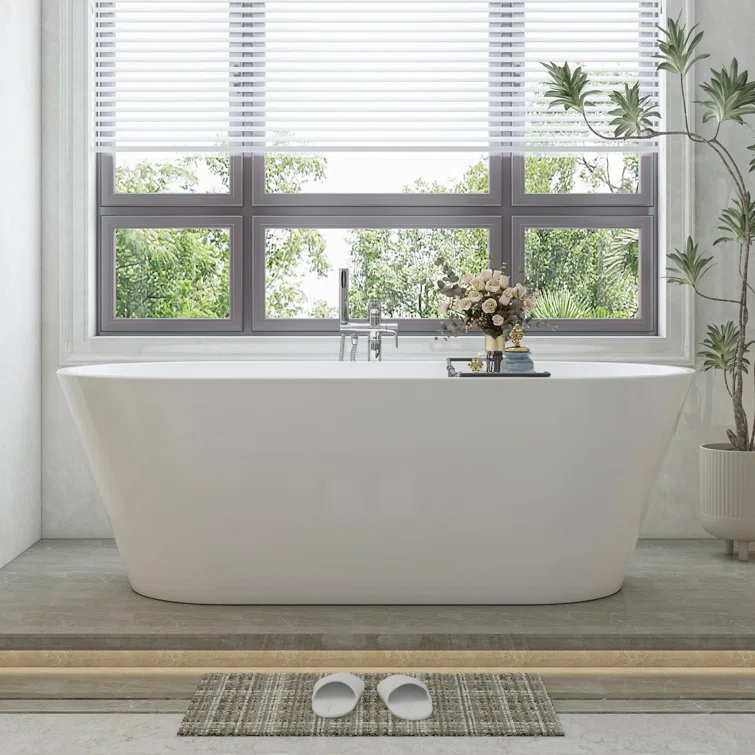 Vanity Art 67'' x 32'' Freestanding Soaking Acrylic Bathtub VA6815-NLW-ORB