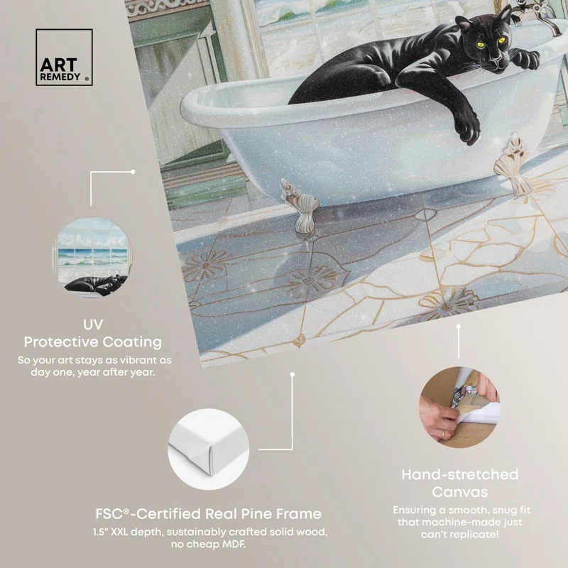 Art Remedy Panther Arch Bathroom Canvas Glam Bathroom Art by Art Remedy