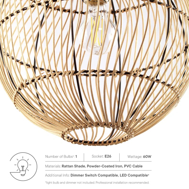 Modway Nurture Rattan Pendant Light