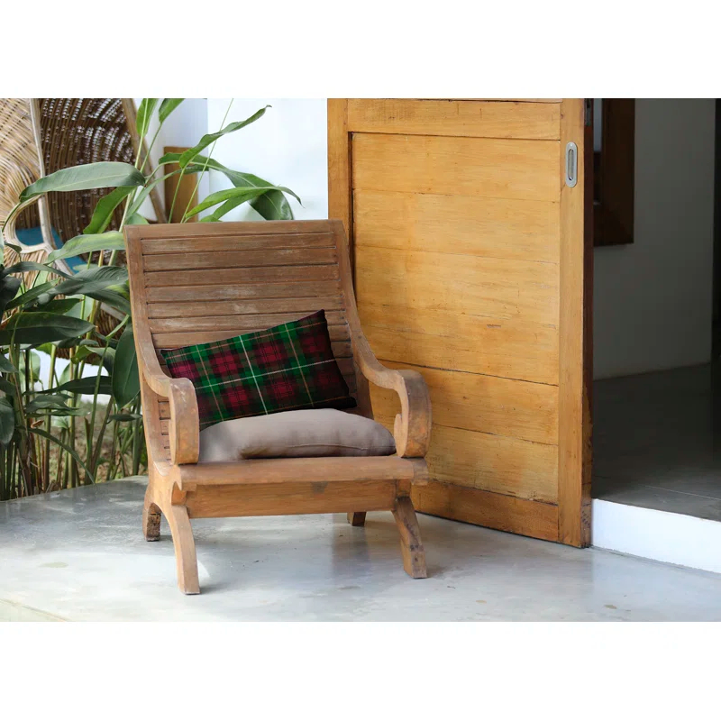 e by design Plaid Indoor/Outdoor Reversible Throw Pillow