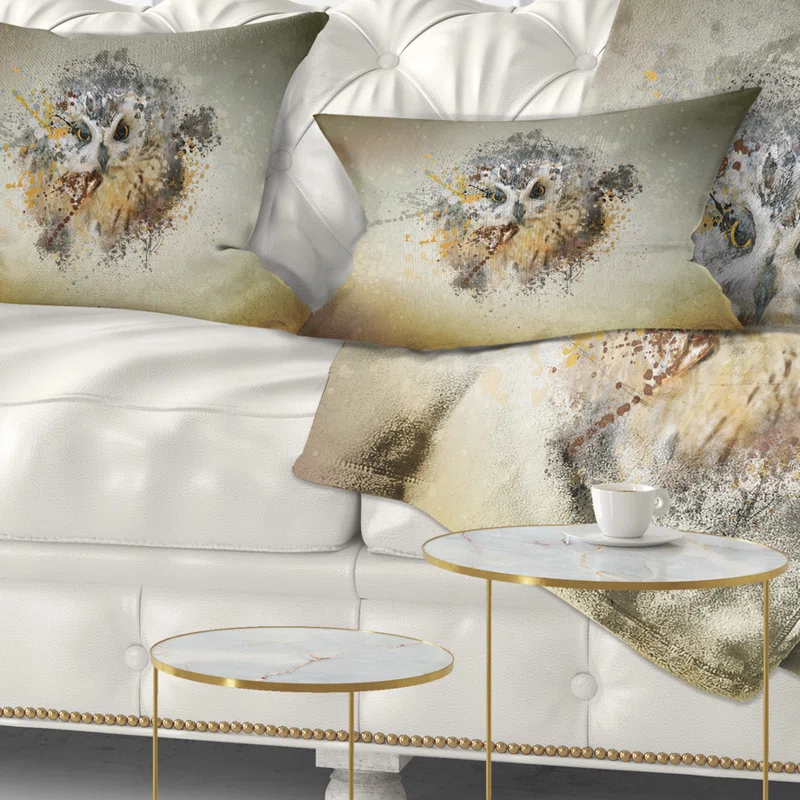 Design Art Large Gracing Owl - Animal Printed Throw Pillow