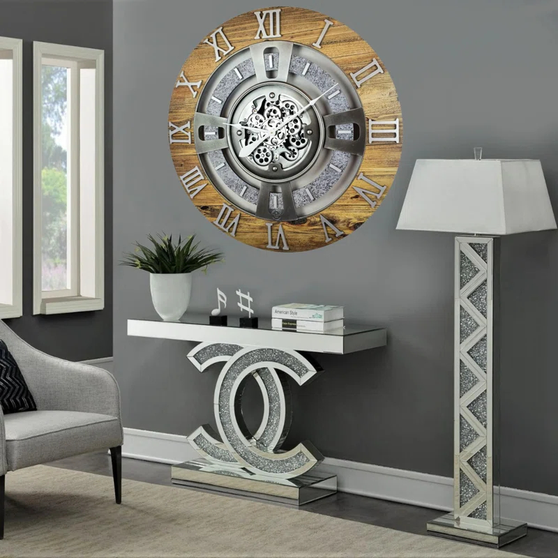 The Gears Clock Wall Clock 36" Oversized for Living Room decor with Real Moving Gears England Collection