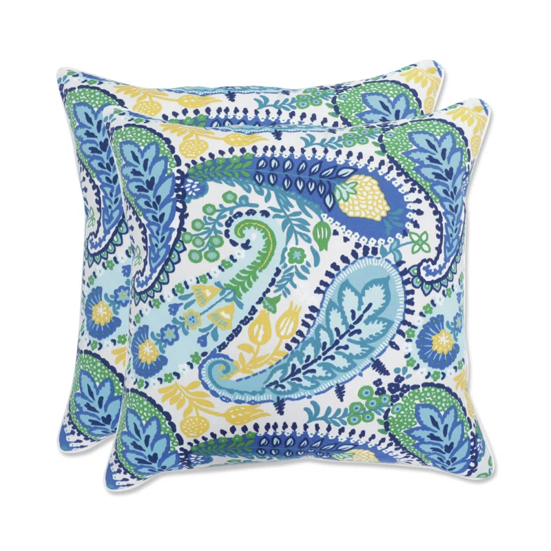 Pillow Perfect Paisley Indoor/Outdoor Throw Pillow (Set of 2)