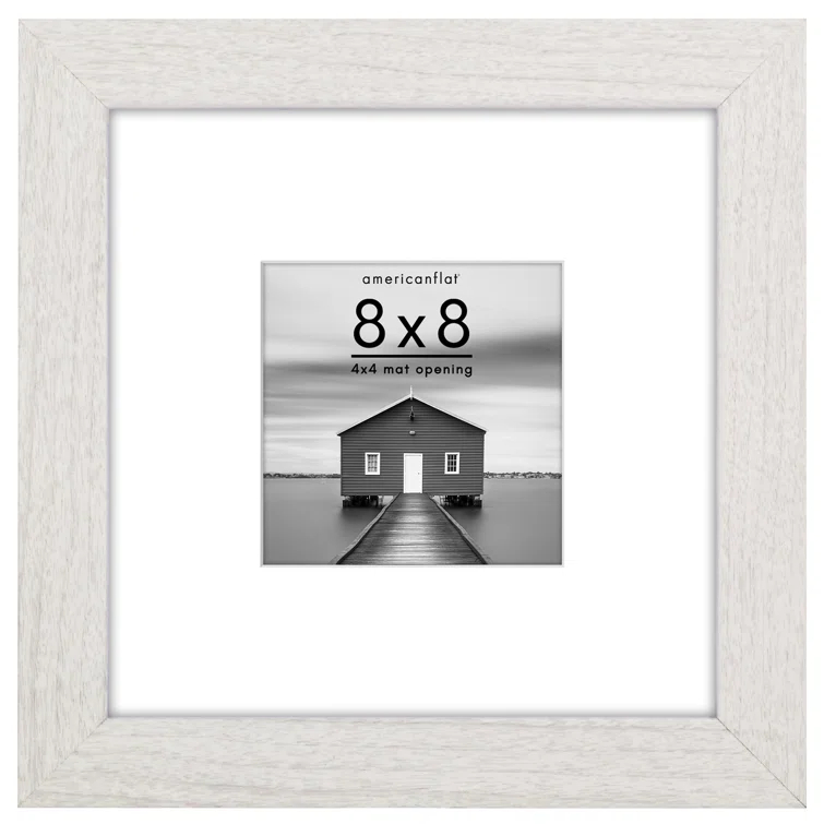 Americanflat Americanflat Picture Frame - Frame with Mat - Wide Molding - Shatter-Resistant Glass
