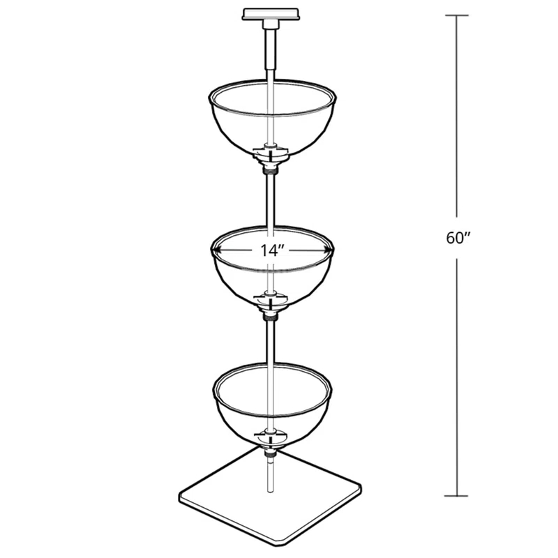 Azar Displays Three-Tiered 14" Bowl Floor Display