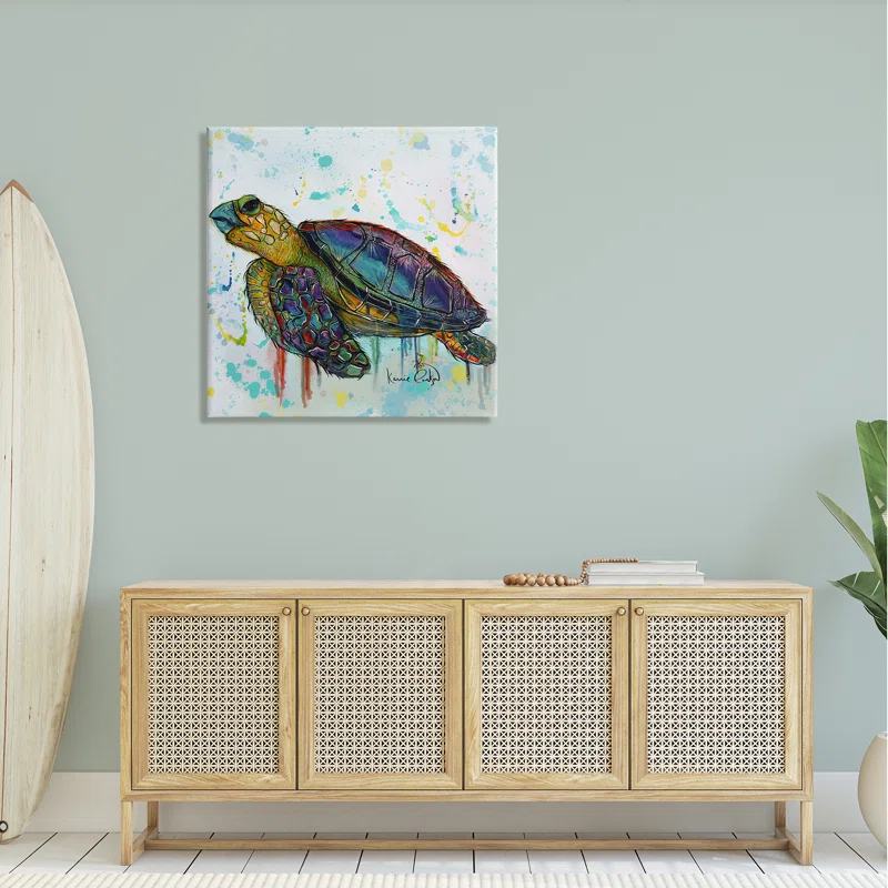 Stupell Industries " Urban Street Style Sea Turtle Paint Drip " by Karrie Evenson Painting Print