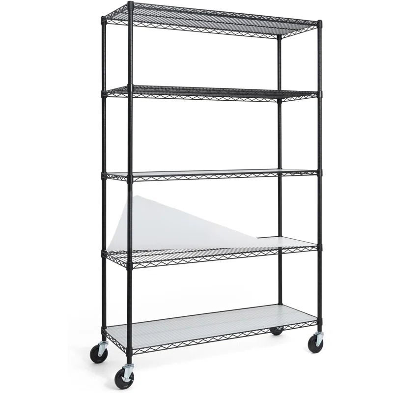 CAPHAUS CAPHAUS NSF Commercial Grade Heavy Duty 5-Tier Wire Shelving w/Wheels, Leveling Feet, 48 x 18 x 76-Inch, Multiple Options