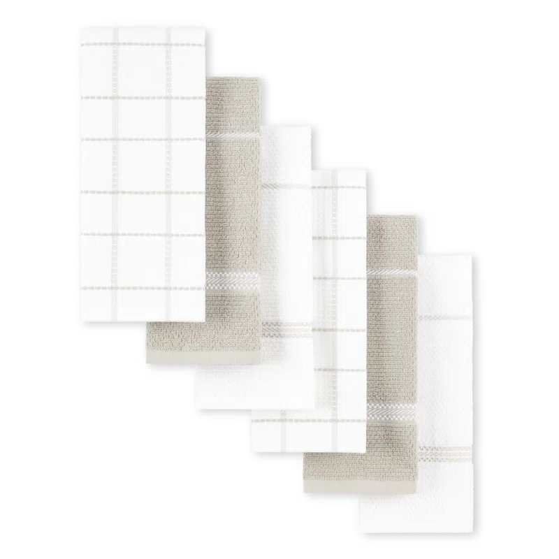 Martha Stewart Martha Stewart Modern Waffle Kitchen Towel Set 6-Pack, Linen, 16"x28" (Set of 6)