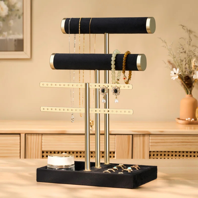Mercer41 3-Tier Detachable T-Shaped Velvet Bracelet Rack For Bracelets, Necklaces