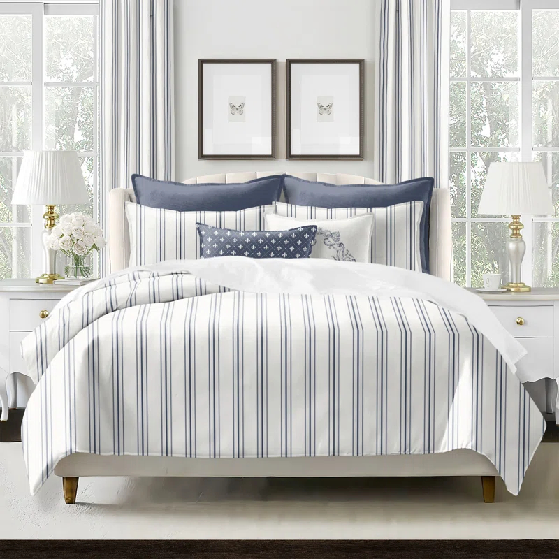 August Stripe Reversible Cotton Comforter Set