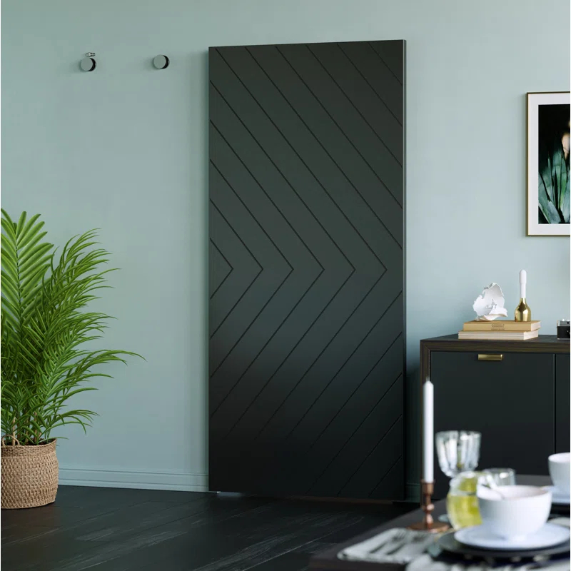 Renin 88'' Solid + Manufactured Wood Paneled Painted without Installation Hardware Kit Barn Door