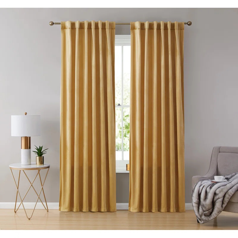 Eider & Ivory™ Monroy Velvet Solid Color Curtain Panels Set (Set of 2)