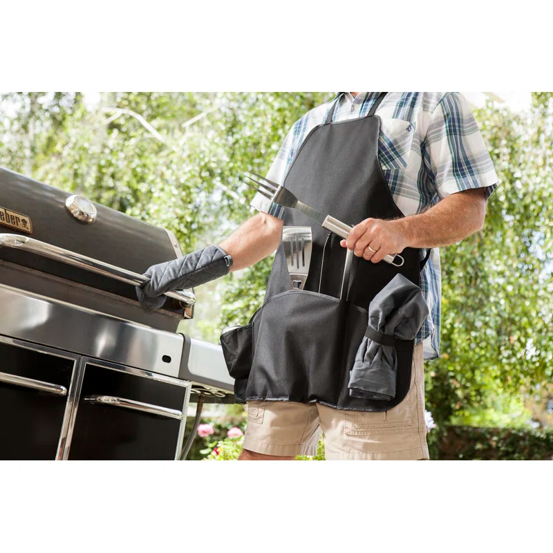 Arlmont & Co. BBQ Apron Tote Pro Grill Set - Heavy Duty BBQ Apron with BBQ accessories