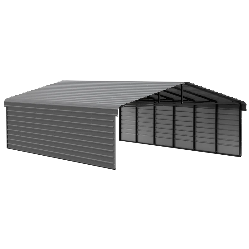 Arrow Arrow Steel Carport with 2 Side Wall Kits, 20x29x07