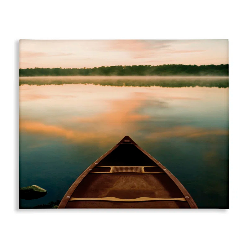 Stupell Industries Canoe On Lake Warm Sunrise Water Reflection by Danita Delimont - Painting