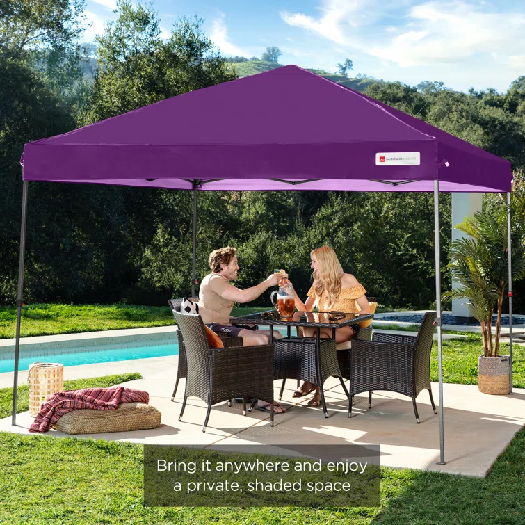 Best Choice Products Best Choice Products Easy Setup Pop Up Canopy W/ 1-Button Setup, Wheeled Case, 4 Weight Bags