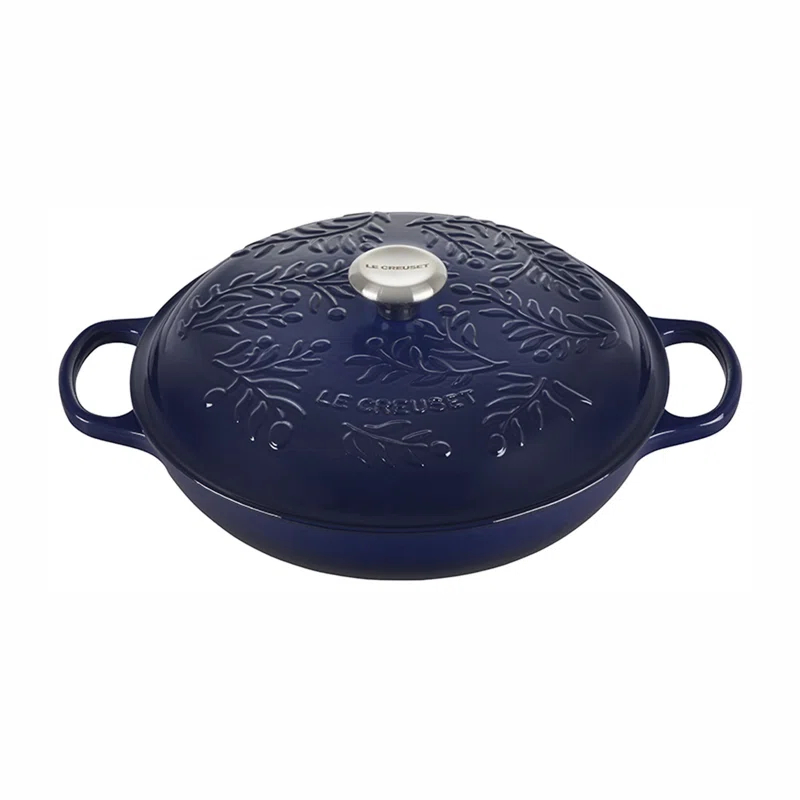 Le Creuset Signature Enameled Cast Iron Olive Branch Collection with Embossed Lid