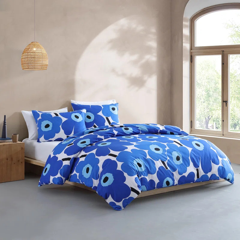Marimekko Unikko Blue Cotton Duvet Cover Set