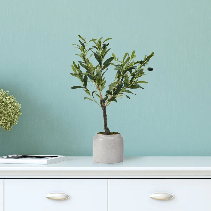 Elements Elements 21.5 in. Artificial Olive Tree Plant in Pot