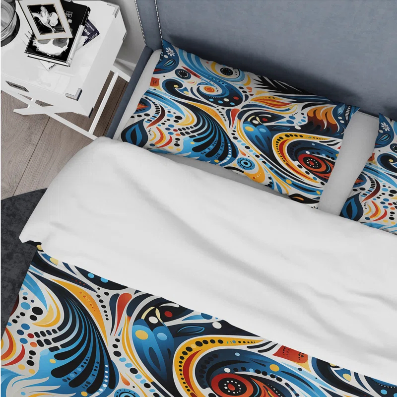 Blue And Orange Tribal Dreams I Abstract Duvet Cover Set