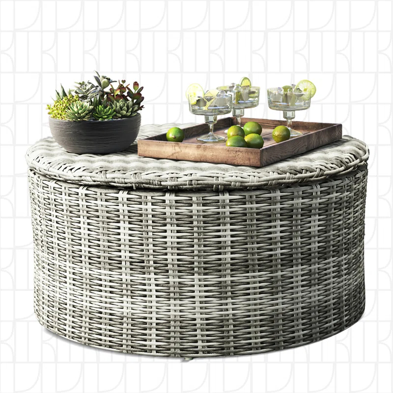 Elle Decor Elle Decor Vallauris Outdoor Coffee Table with Storage, Gray