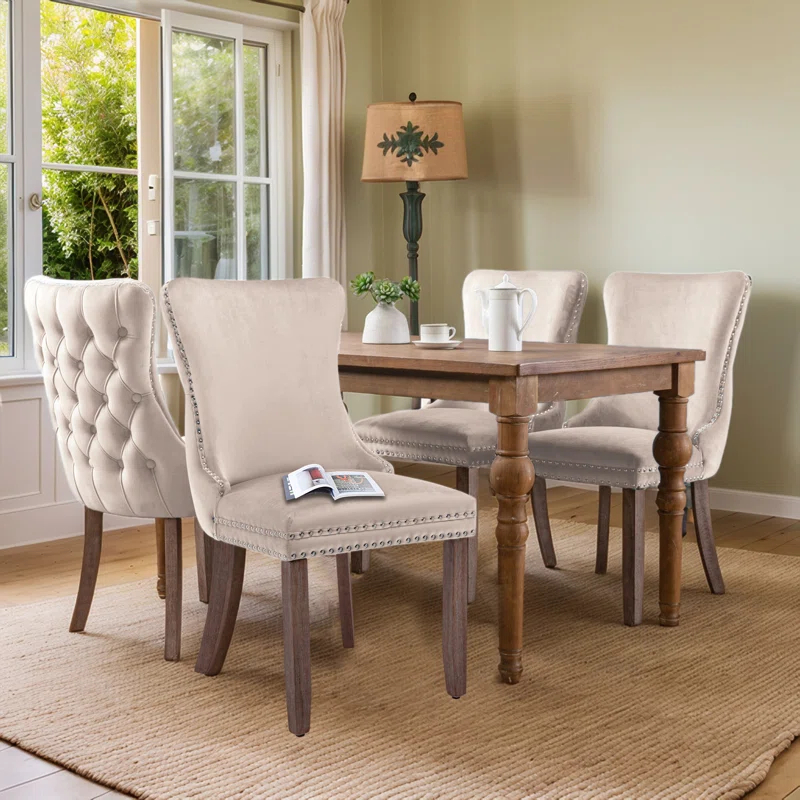 Rosdorf Park Velvet Kitchen Upholstered Dining Chair (Set of 4)