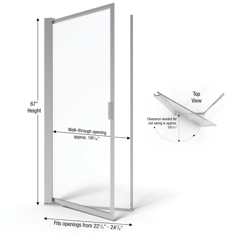 Basco Sopora 24.5" x 67" Pivot Framed Shower Door SOPN00A2467RNSV