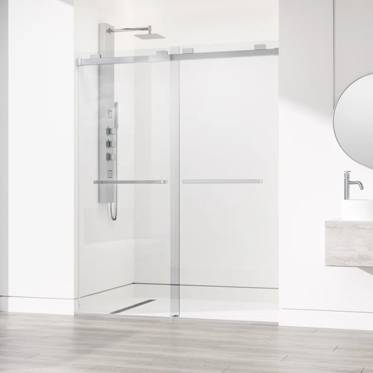 VIGO Houston 56-60" W x 76" H Sliding Frameless Shower Door with 3/8" Clear Glass VG6023CHCL6076