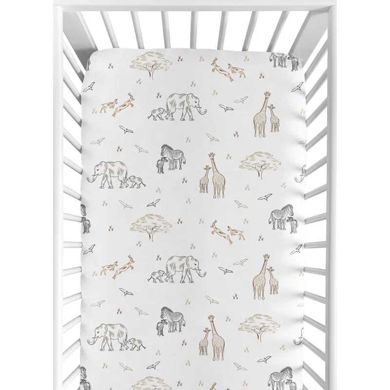 Sweet Jojo Designs Serengeti Animals Fitted Crib Sheet