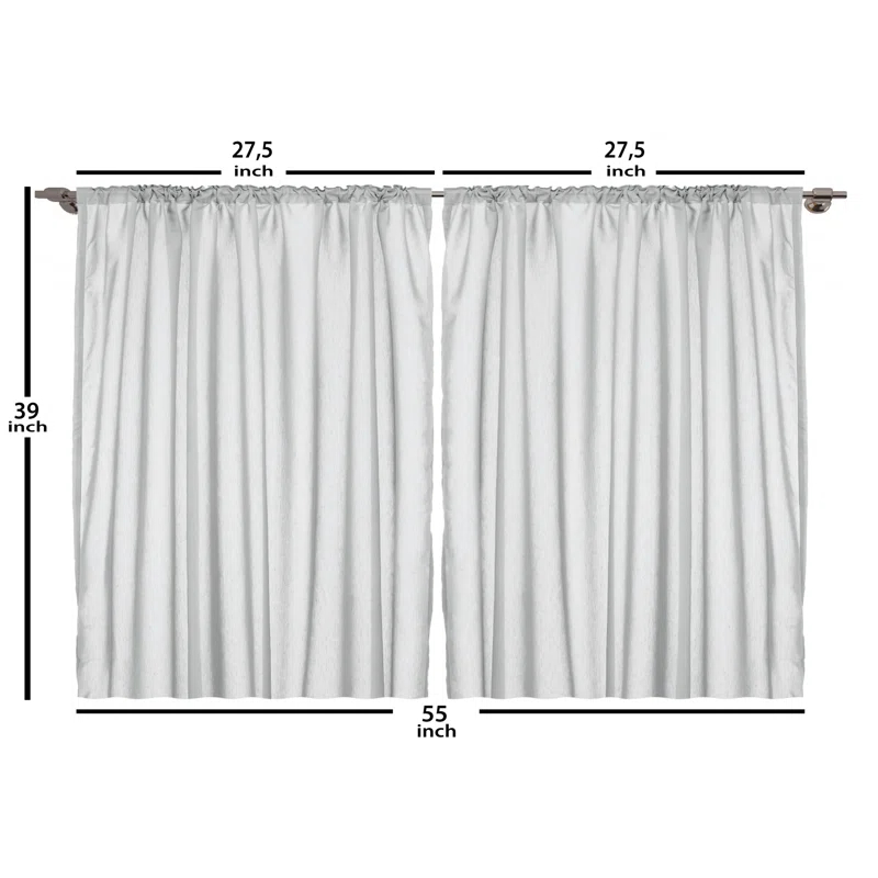Ambesonne Floral Tailored 27.5'' W Kitchen Curtain in (Set of 2)